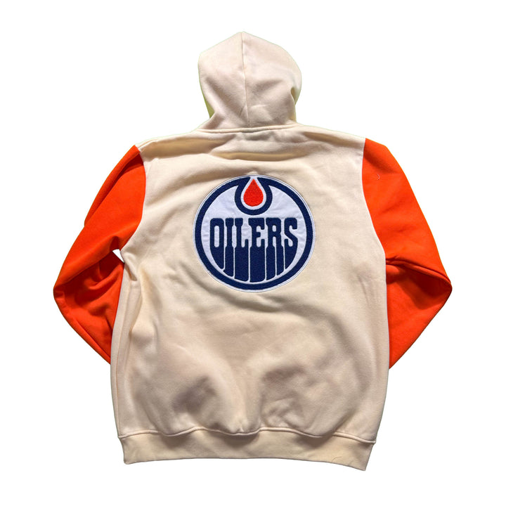 Edmonton Oilers Unisex Authentics Cream & Orange Color Blocked Hoodie