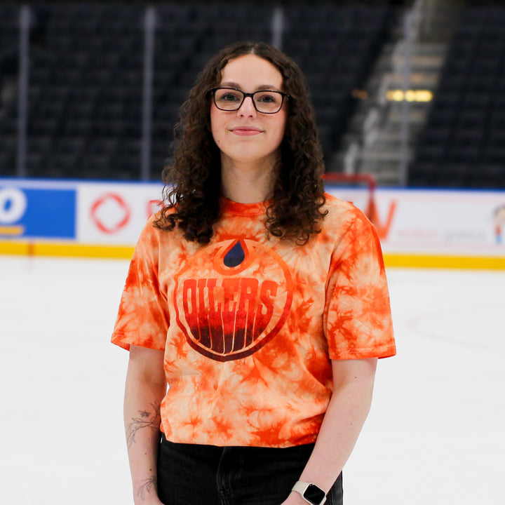 Edmonton Oilers Unisex Authentics Orange Active Wash Tie Dye T-Shirt