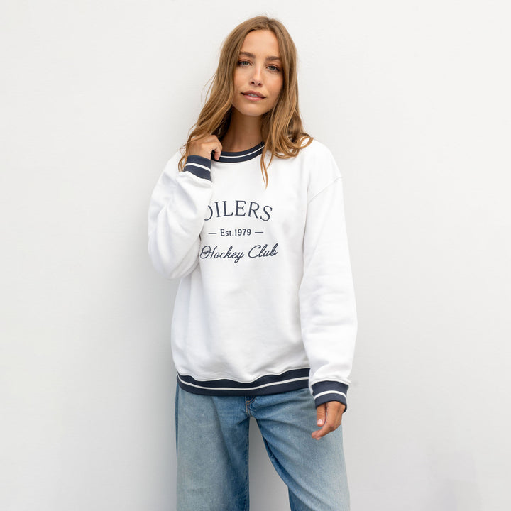 Edmonton Oilers Unisex Line Change Court White Crewneck Sweatshirt
