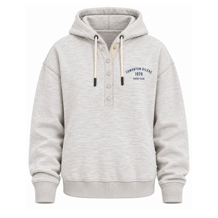 Edmonton Oilers Unisex Line Change Grey Henley Breakaway Hoodie