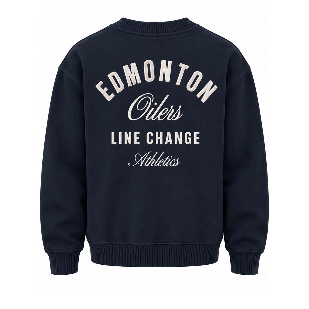 Edmonton Oilers Unisex Line Change Navy Modern Pop Crewneck Sweatshirt