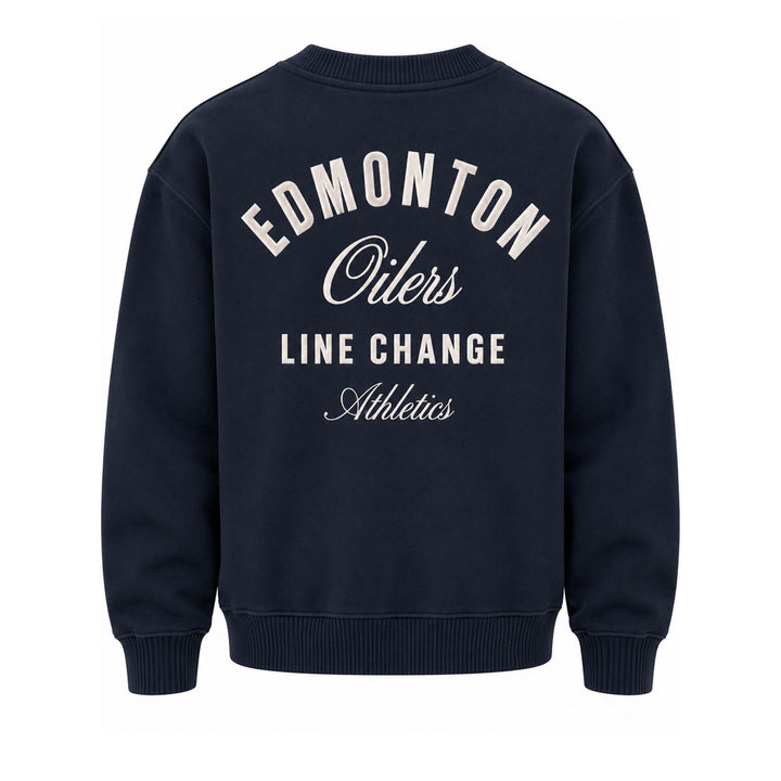 Edmonton Oilers Unisex Line Change Navy Modern Pop Crewneck Sweatshirt