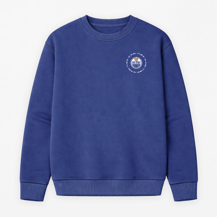 Edmonton Oilers Unisex Line Change Oversized "Call the Girls" Retro Blue Crewneck Sweatshirt