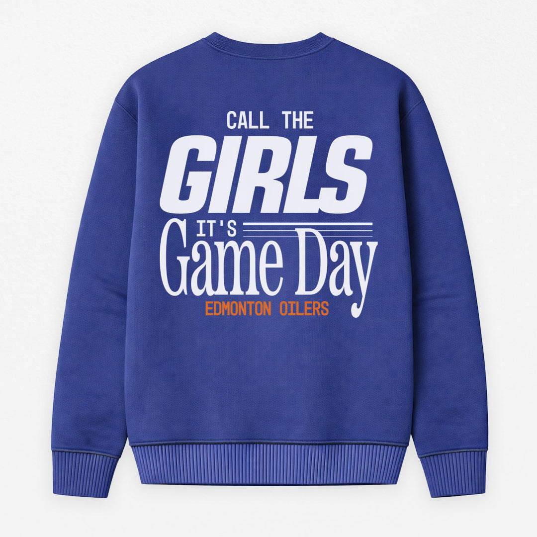Edmonton Oilers Unisex Line Change Oversized "Call the Girls" Retro Blue Crewneck Sweatshirt