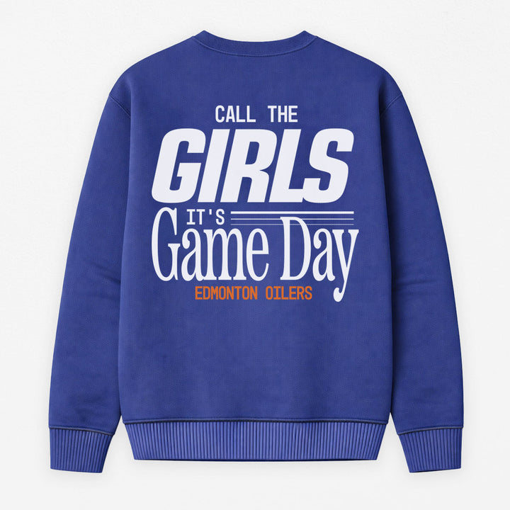 Edmonton Oilers Unisex Line Change Oversized "Call the Girls" Retro Blue Crewneck Sweatshirt