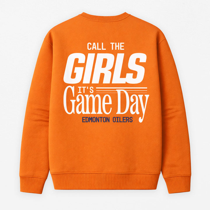 Edmonton Oilers Unisex Line Change Oversized "Call the Girls" Retro Orange Crewneck Sweatshirt