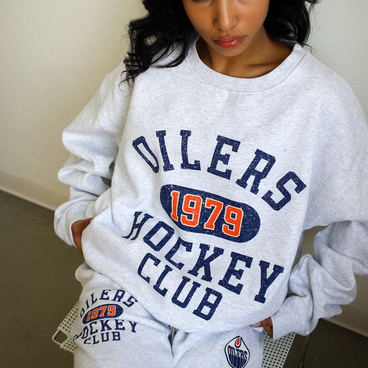 Edmonton Oilers Unisex Peace Collective Athletic Club Grey Heavyweight Crewneck Sweatshirt