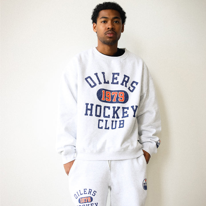 Edmonton Oilers Unisex Peace Collective Athletic Club Grey Heavyweight Crewneck Sweatshirt