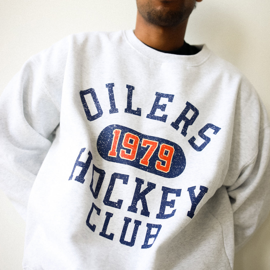 Edmonton Oilers Unisex Peace Collective Athletic Club Grey Heavyweight Crewneck Sweatshirt