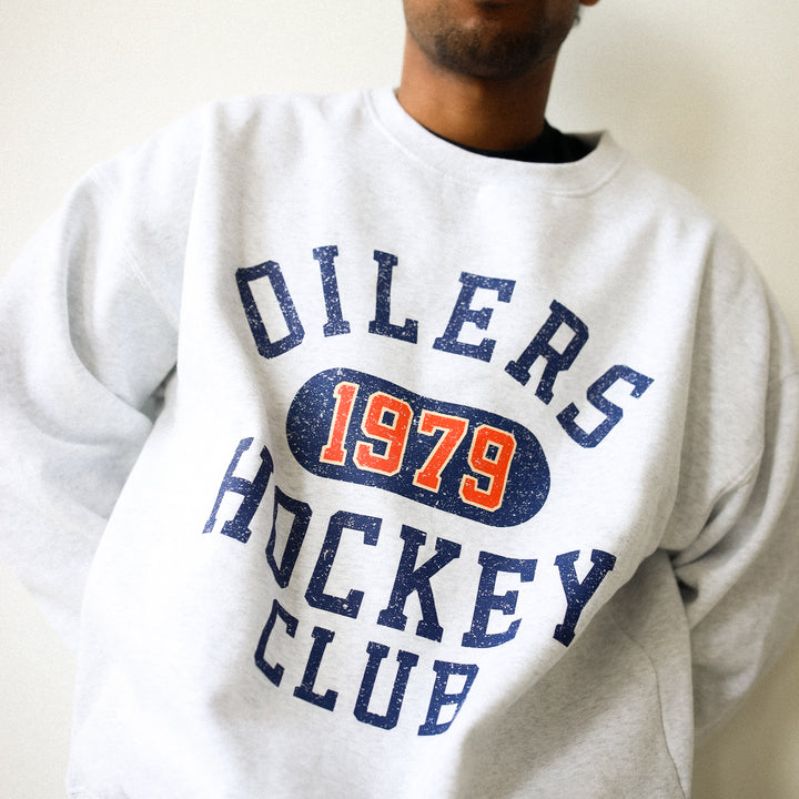 Edmonton Oilers Unisex Peace Collective Athletic Club Grey Heavyweight Crewneck Sweatshirt