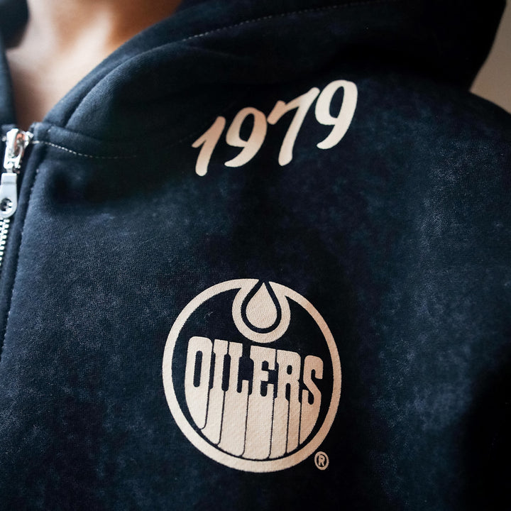 Edmonton Oilers Unisex Peace Collective Contrast Stitch Black Full-Zip Hoodie