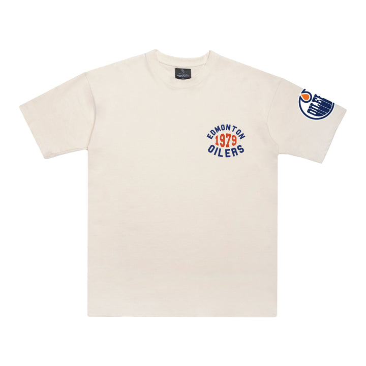Edmonton Oilers Unisex Peace Collective Cream "Inaugural Year" Oversized Heavyweight T-Shirt