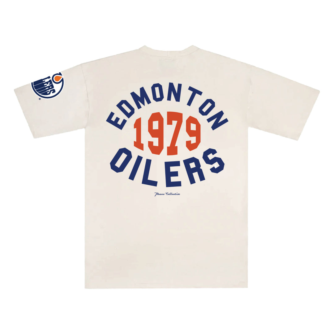 Edmonton Oilers Unisex Peace Collective Cream "Inaugural Year" Oversized Heavyweight T-Shirt