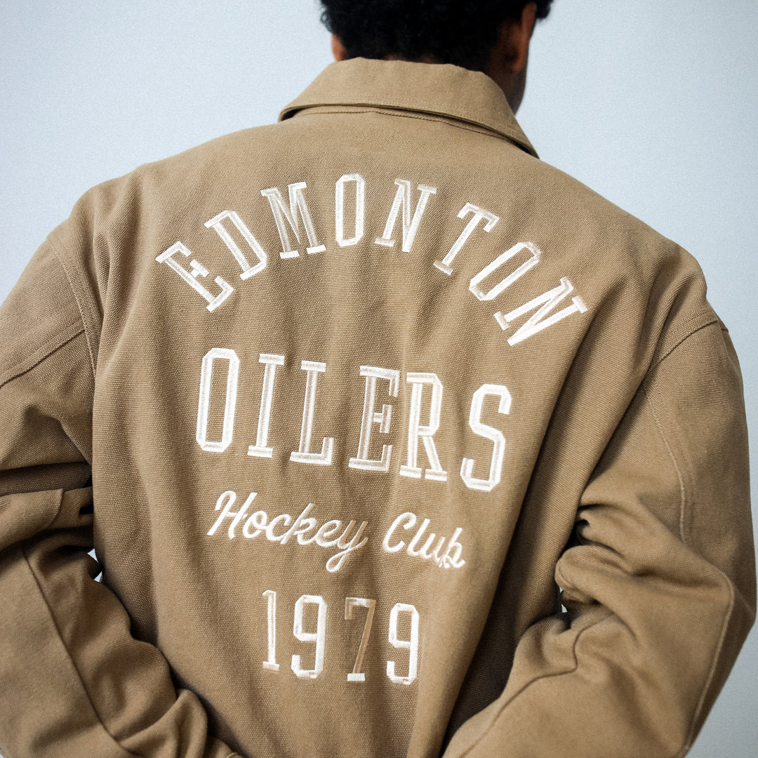 Edmonton Oilers Unisex Peace Collective Brown Duck Canvas Work Jacket