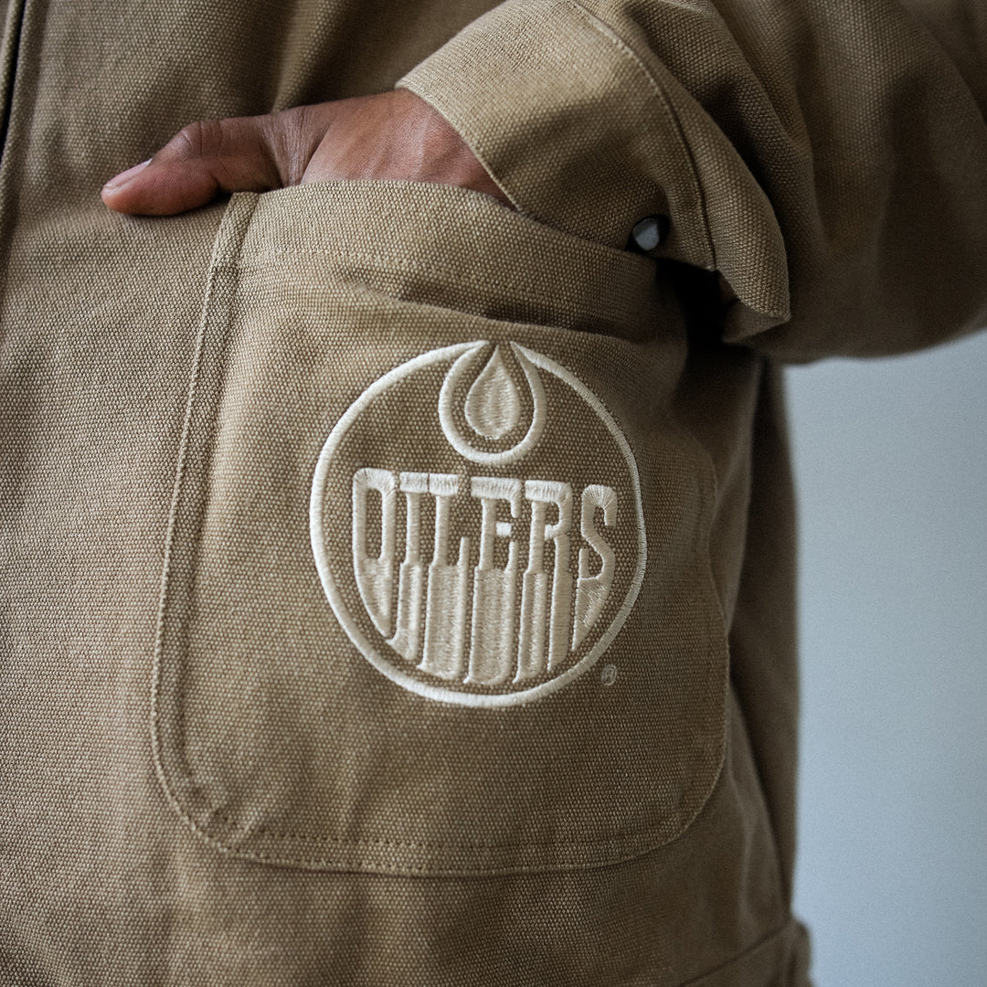 Edmonton Oilers Unisex Peace Collective Brown Duck Canvas Work Jacket