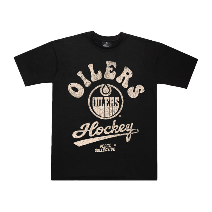 Edmonton Oilers Unisex Peace Collective Essentials Black Oversized "Hockey" Graphic T-Shirt