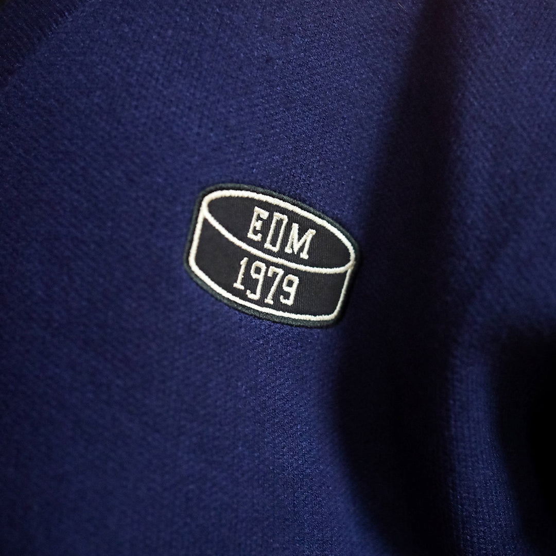 Edmonton Oilers Unisex Peace Collective Navy Collegiate Knit Cardigan Sweater