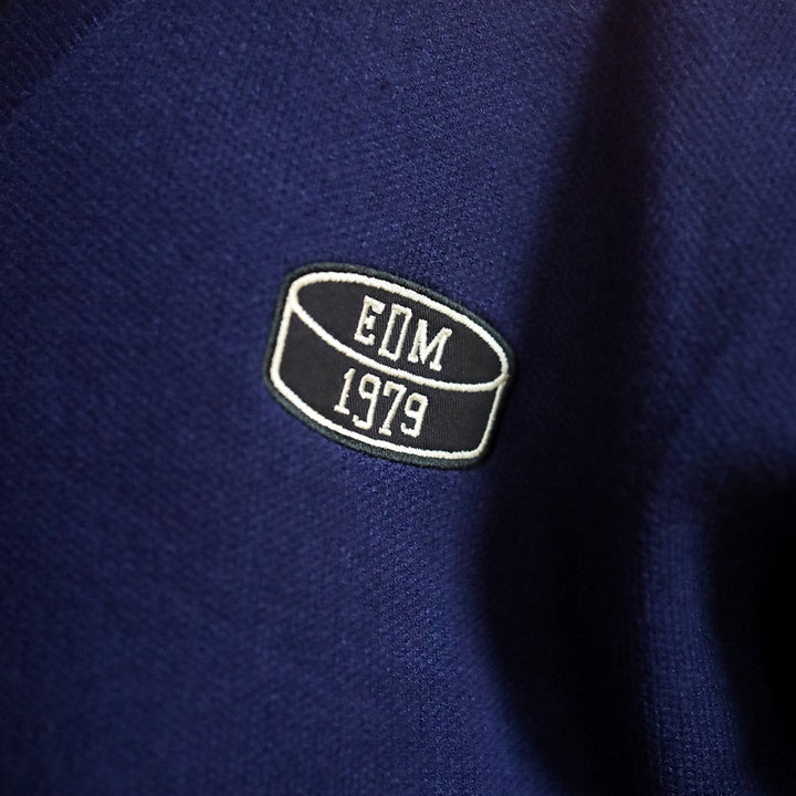 Edmonton Oilers Unisex Peace Collective Navy Collegiate Knit Cardigan Sweater