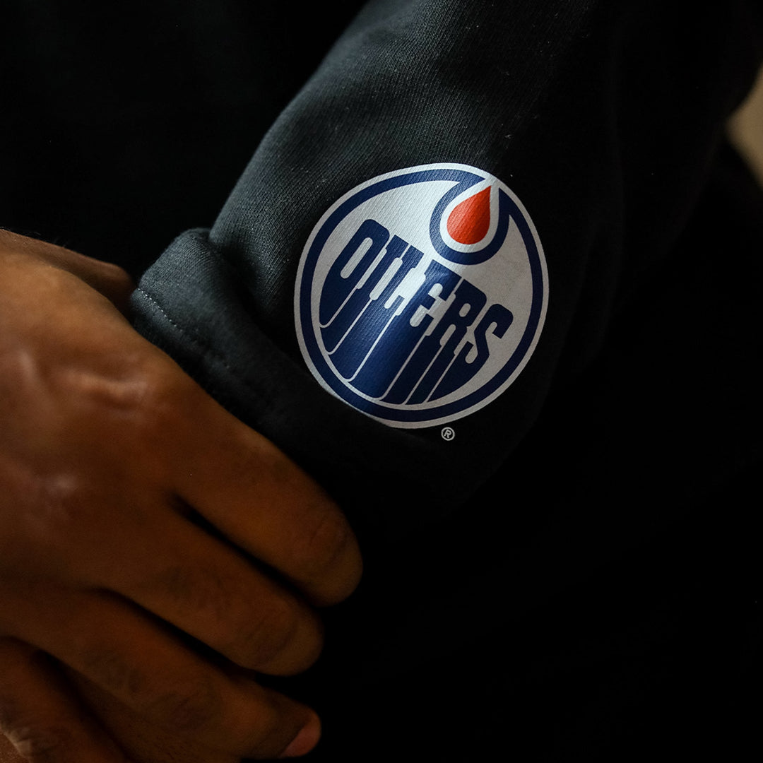 Edmonton Oilers Unisex Peace Collective Spirit Black Crewneck Sweatshirt