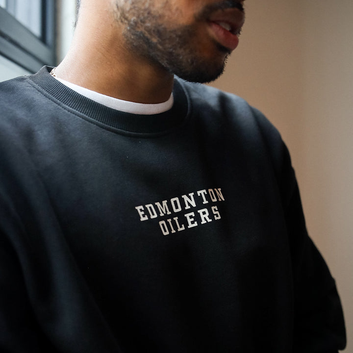 Edmonton Oilers Unisex Peace Collective Spirit Black Crewneck Sweatshirt