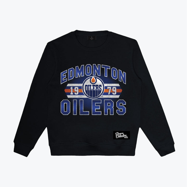 Edmonton Oilers Unisex Peace Collective Staple Black Crewneck Sweatshirt