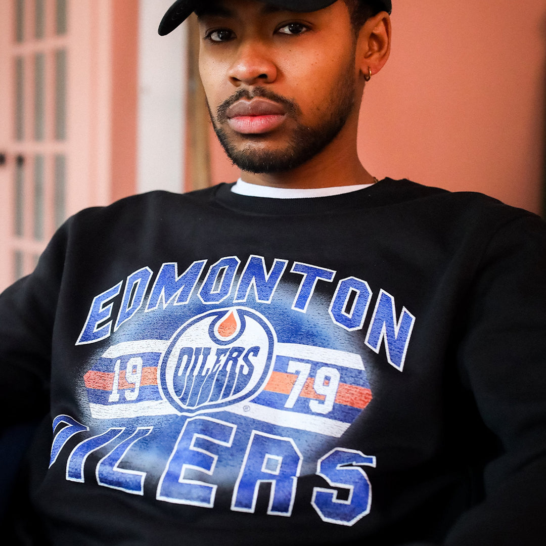 Edmonton Oilers Unisex Peace Collective Staple Black Crewneck Sweatshirt