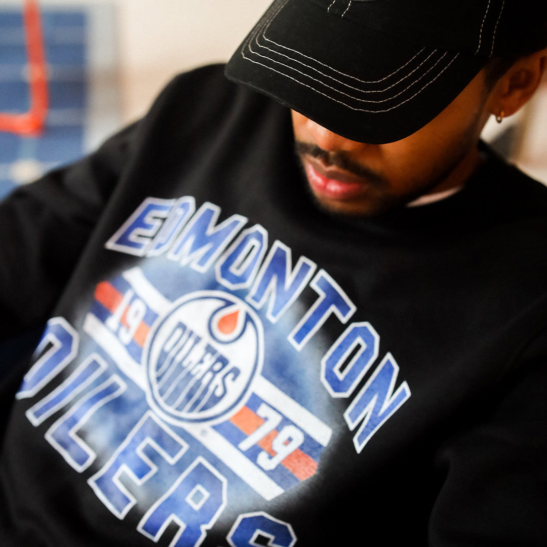 Edmonton Oilers Unisex Peace Collective Staple Black Crewneck Sweatshirt
