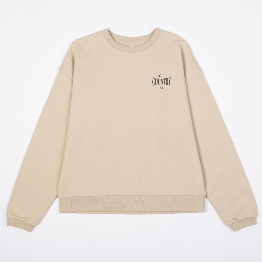 Edmonton Oilers Unisex Sports Club Atelier by Lauren McDavid Cream "Oil Country" Crewneck Sweatshirt