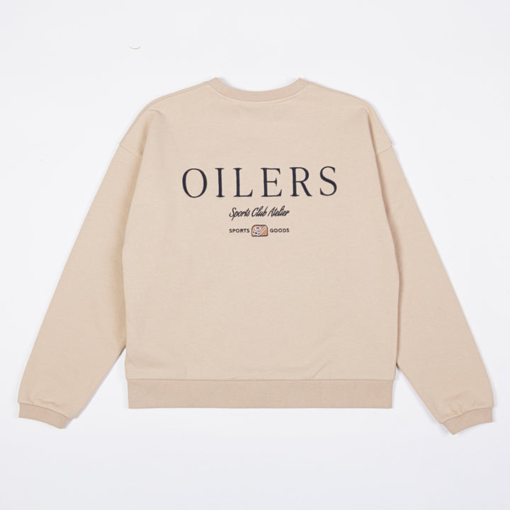 Edmonton Oilers Unisex Sports Club Atelier by Lauren McDavid Cream "Oil Country" Crewneck Sweatshirt