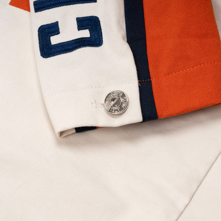 Edmonton Oilers Unisex Sports Club Atelier by Lauren McDavid Cream & Orange Oil Crew Canvas Jacket