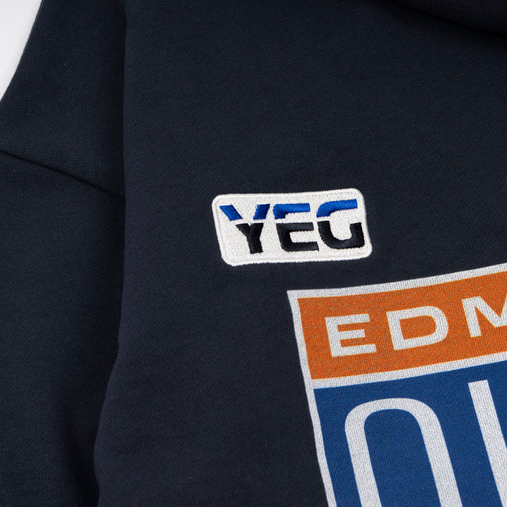 Edmonton Oilers Unisex Sports Club Atelier by Lauren McDavid Navy Fueled by Oil Hoodie