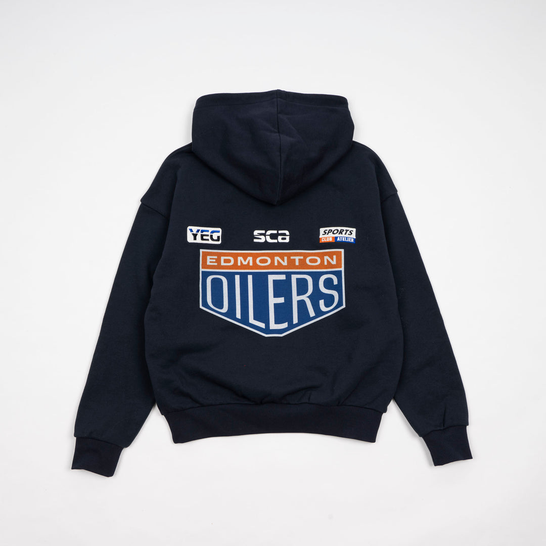 Edmonton Oilers Unisex Sports Club Atelier by Lauren McDavid Navy Fueled by Oil Hoodie