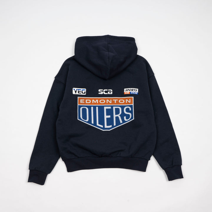 Edmonton Oilers Unisex Sports Club Atelier by Lauren McDavid Navy Fueled by Oil Hoodie