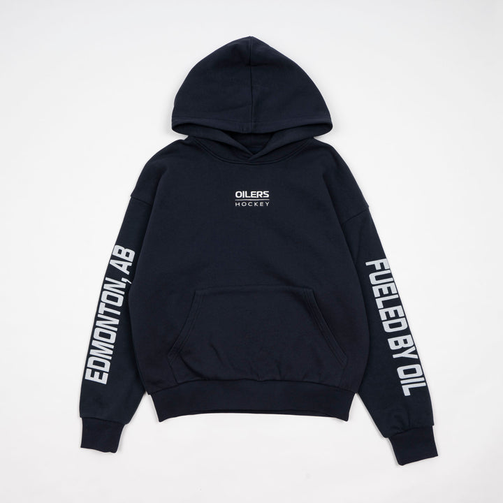 Edmonton Oilers Unisex Sports Club Atelier by Lauren McDavid Navy Fueled by Oil Hoodie