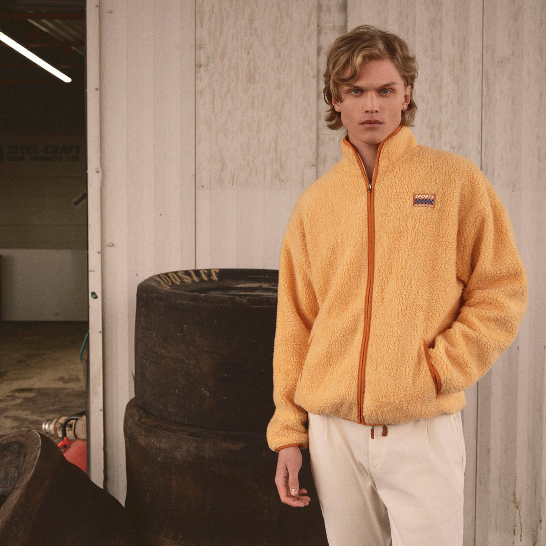 Edmonton Oilers Unisex Sports Club Atelier by Lauren McDavid Orange Ice Drift Sherpa Jacket