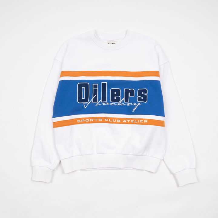 Edmonton Oilers Unisex Sports Club Atelier by Lauren McDavid White Apex Crewneck Sweatshirt