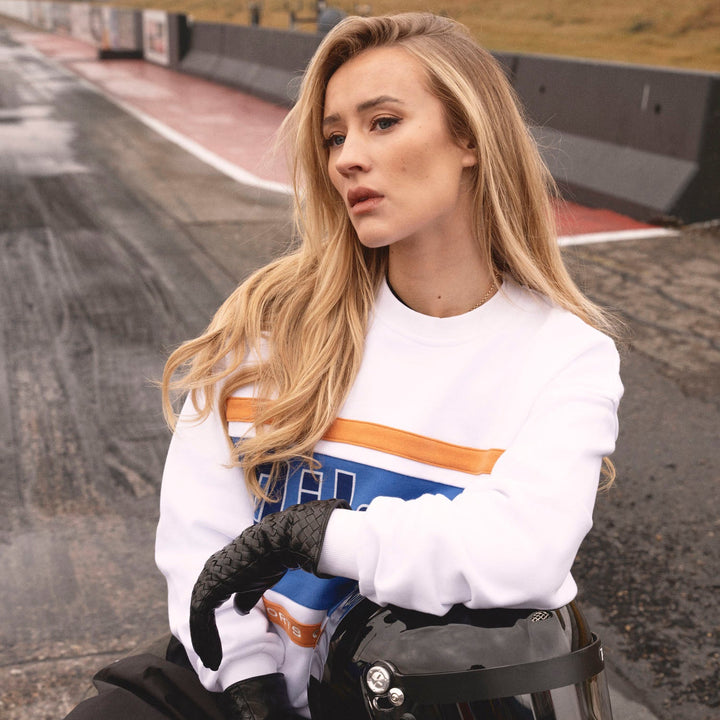 Edmonton Oilers Unisex Sports Club Atelier by Lauren McDavid White Apex Crewneck Sweatshirt