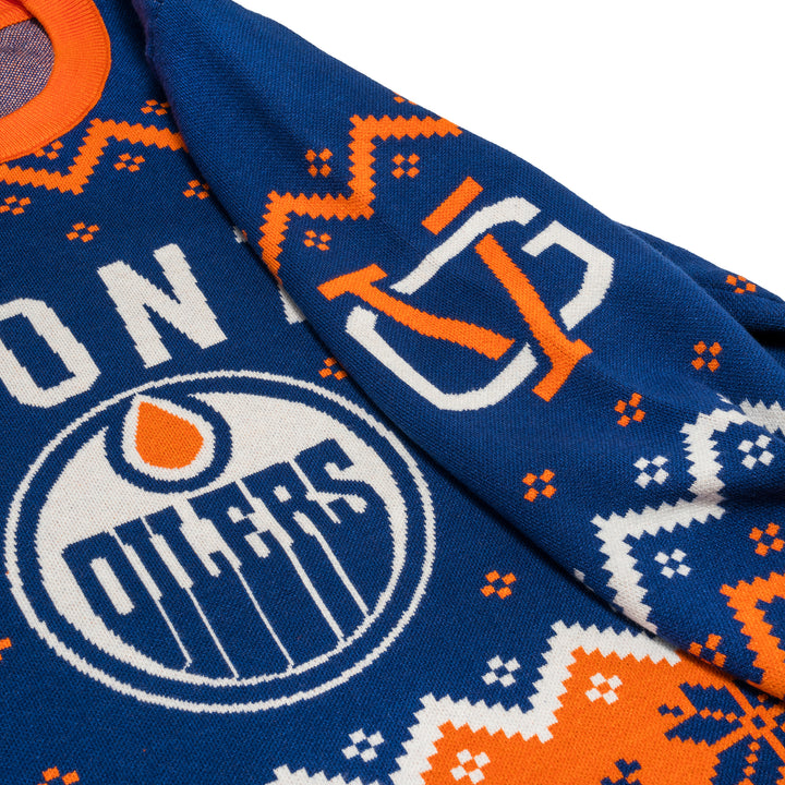 Edmonton Oilers Violent Gentlemen 2025 Christmas Holiday Blue Sweater