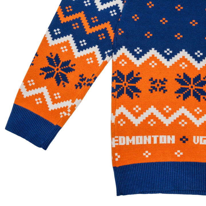 Edmonton Oilers Violent Gentlemen 2025 Christmas Holiday Blue Sweater