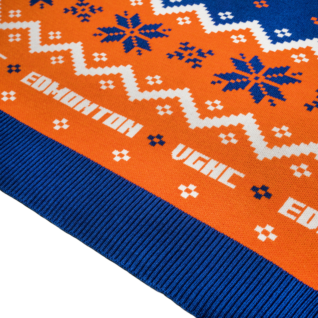 Edmonton Oilers Violent Gentlemen 2025 Christmas Holiday Blue Sweater