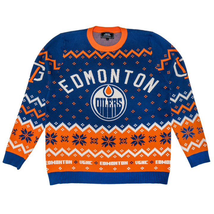 Edmonton Oilers Violent Gentlemen 2025 Christmas Holiday Blue Sweater
