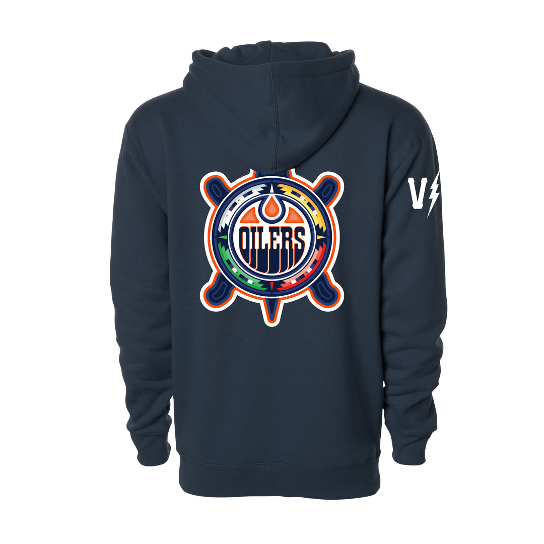 Edmonton Oilers Violent Gentlemen 2026 Turtle Island Navy Logo Hoodie