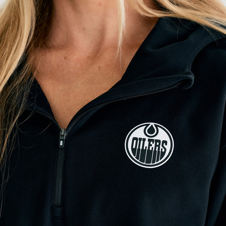 Edmonton Oilers Women's Bomber Black Flow Half-Zip Hoodie