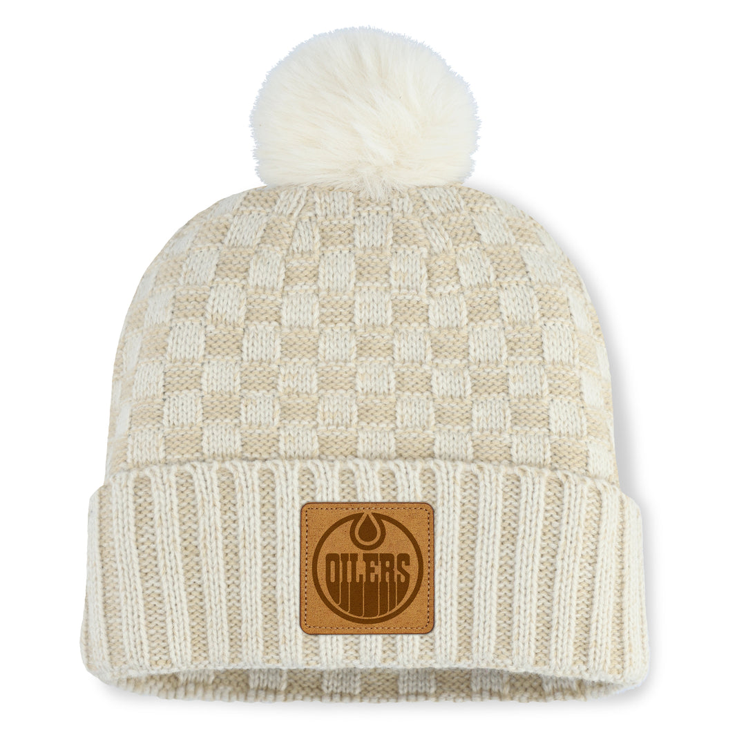 Edmonton Oilers Women's Fanatics Cream Blaze Cuffed Toque w/Pom