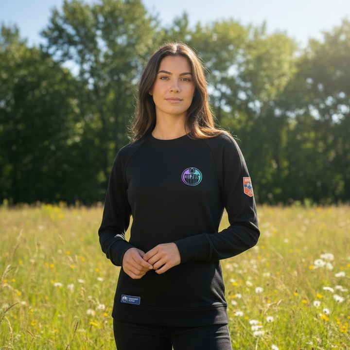 Edmonton Oilers Women's Levelwear Rae Black Long Sleeve Shirt