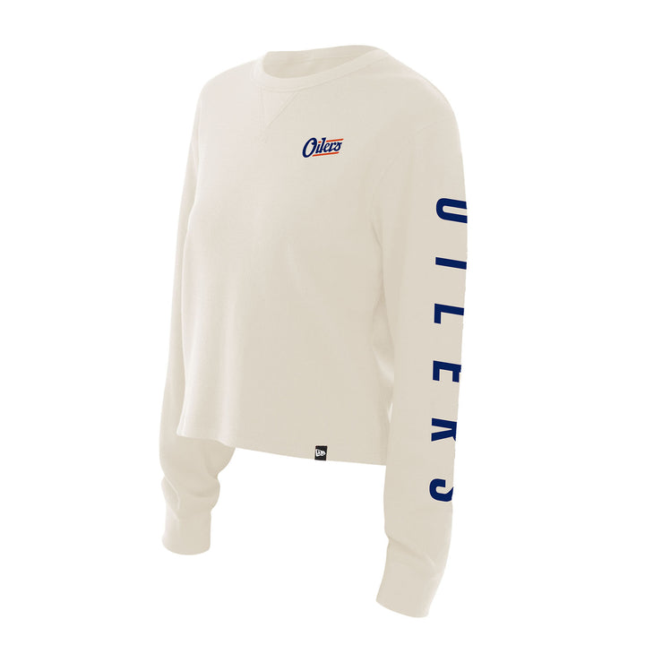 Edmonton Oilers Women's New Era Alternate Logo Cream Long Sleeve Shirt