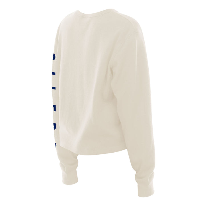 Edmonton Oilers Women's New Era Alternate Logo Cream Long Sleeve Shirt