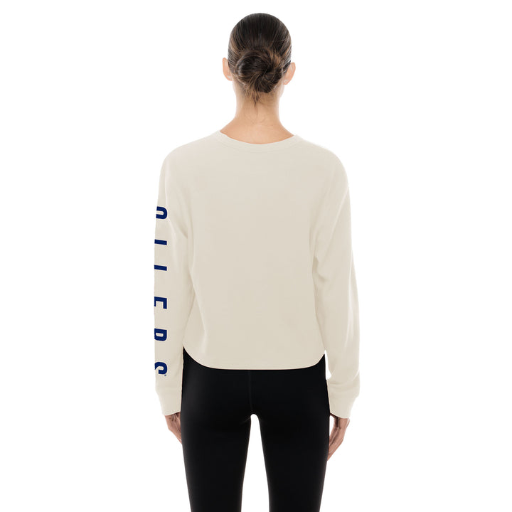 Edmonton Oilers Women's New Era Alternate Logo Cream Long Sleeve Shirt