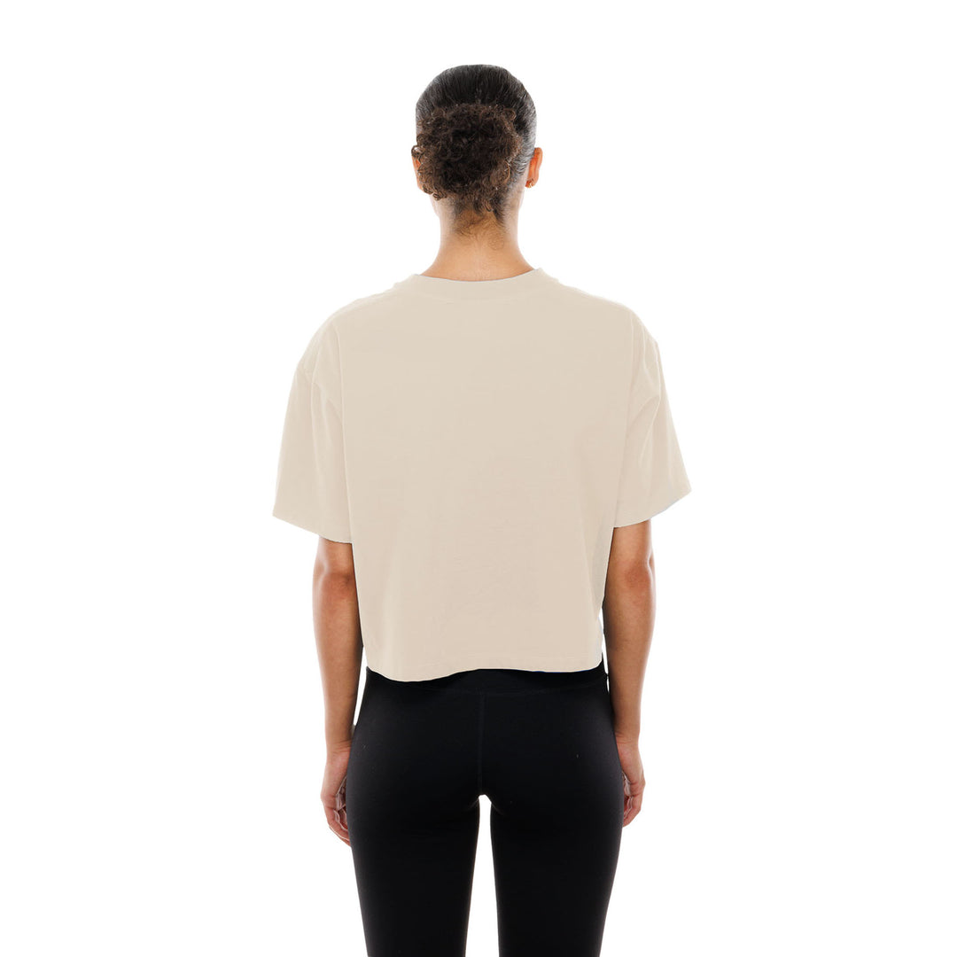 Edmonton Oilers Women's New Era Alternate Logo Cropped Cream T-Shirt
