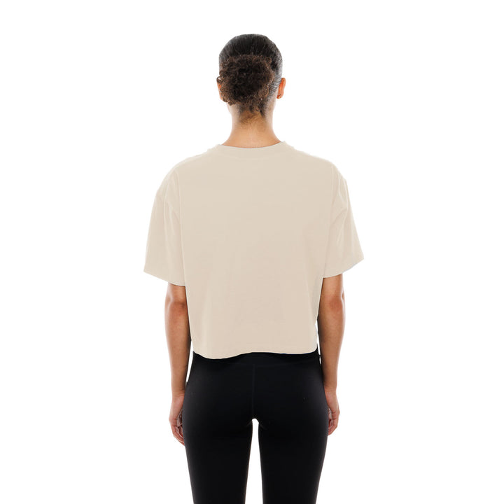 Edmonton Oilers Women's New Era Alternate Logo Cropped Cream T-Shirt